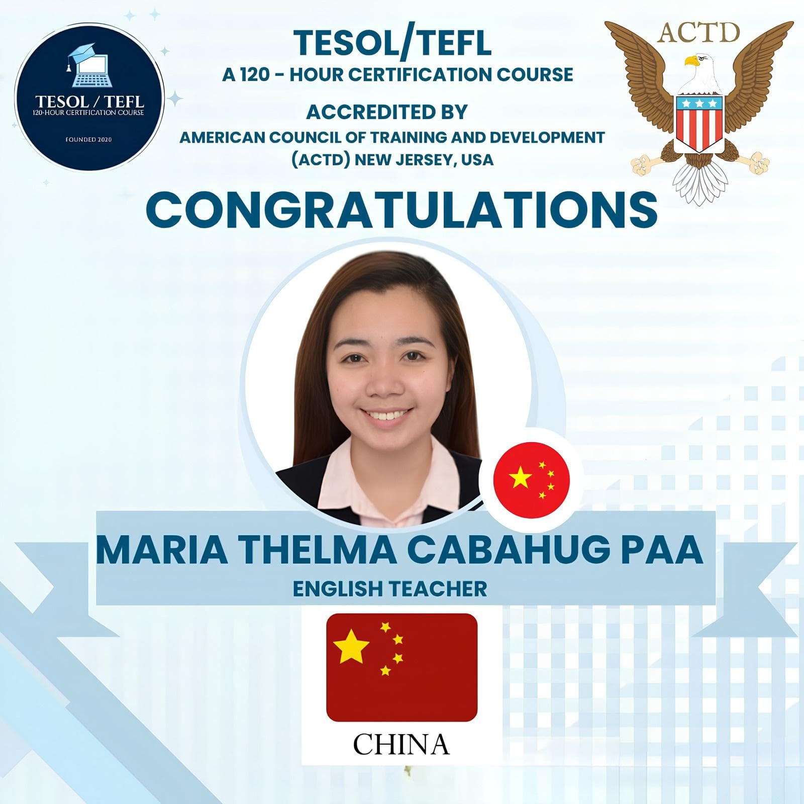 TESOL/TEFL successful alumni graduate 19