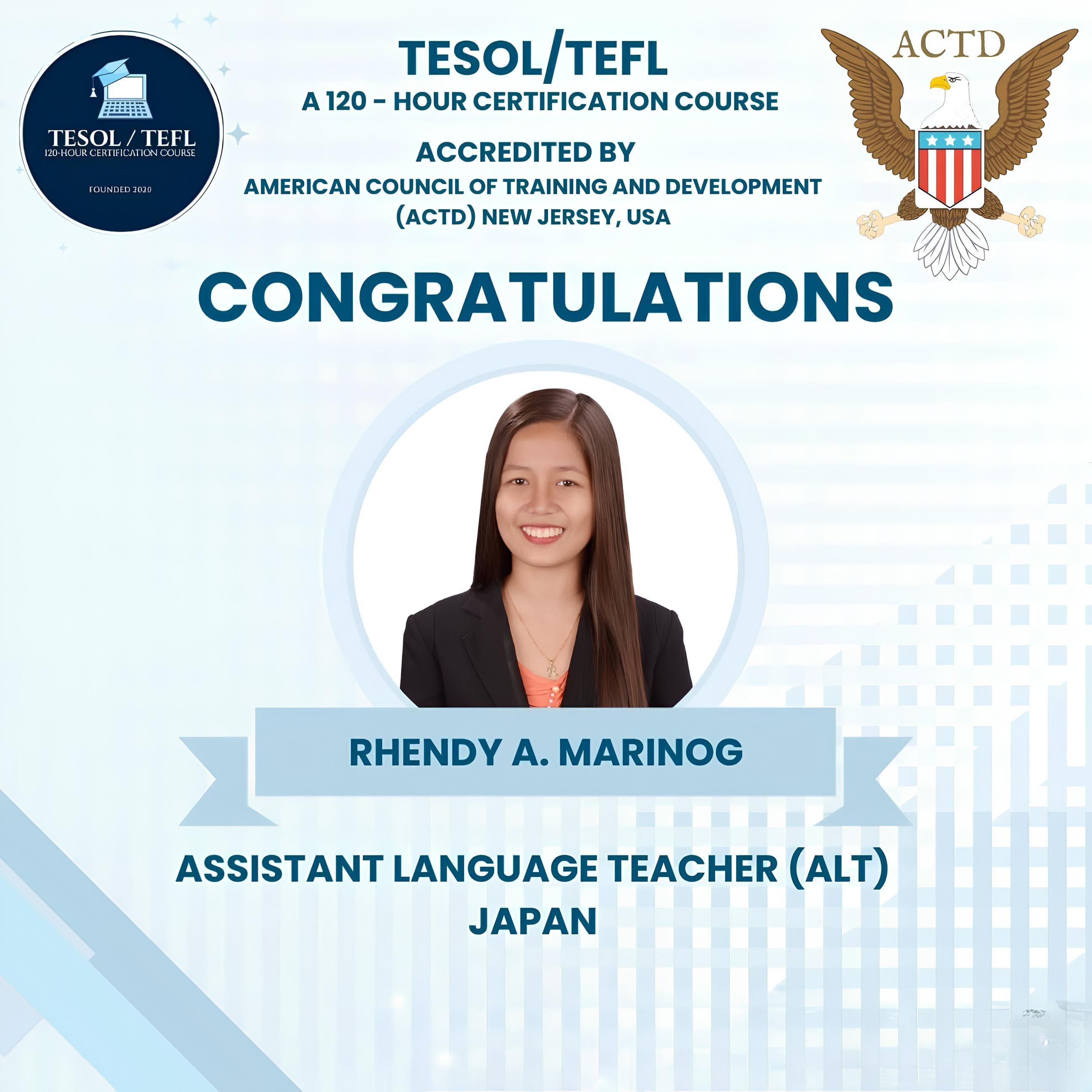 TESOL/TEFL successful alumni graduate 9